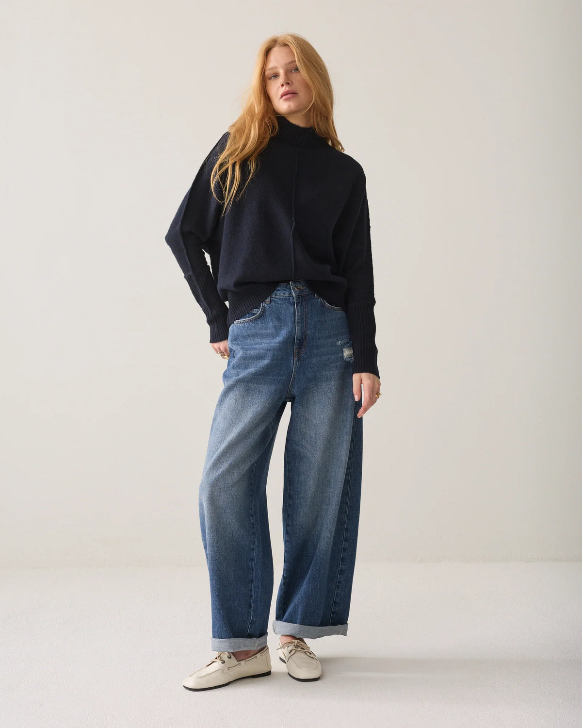 Batwing Sleeve Jumper in Midnight Blue
