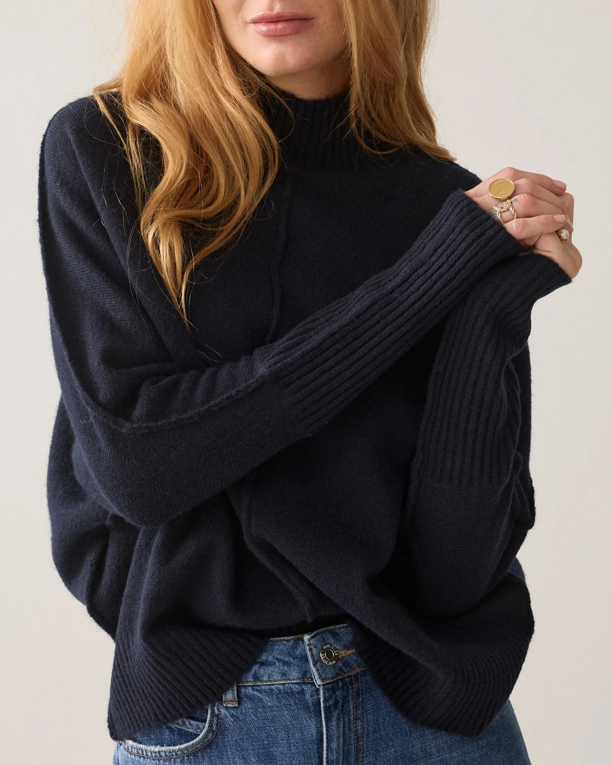 Batwing Sleeve Jumper in Midnight Blue