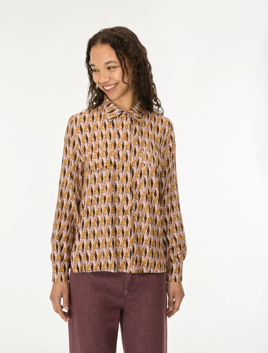 Iconico 100% Viscose Reversible Blouse in Pastel Rose