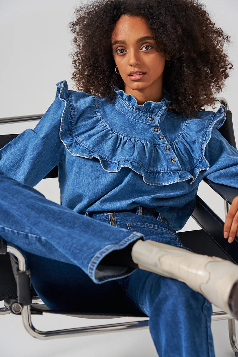 Victoria Blouse in Washed Indigo