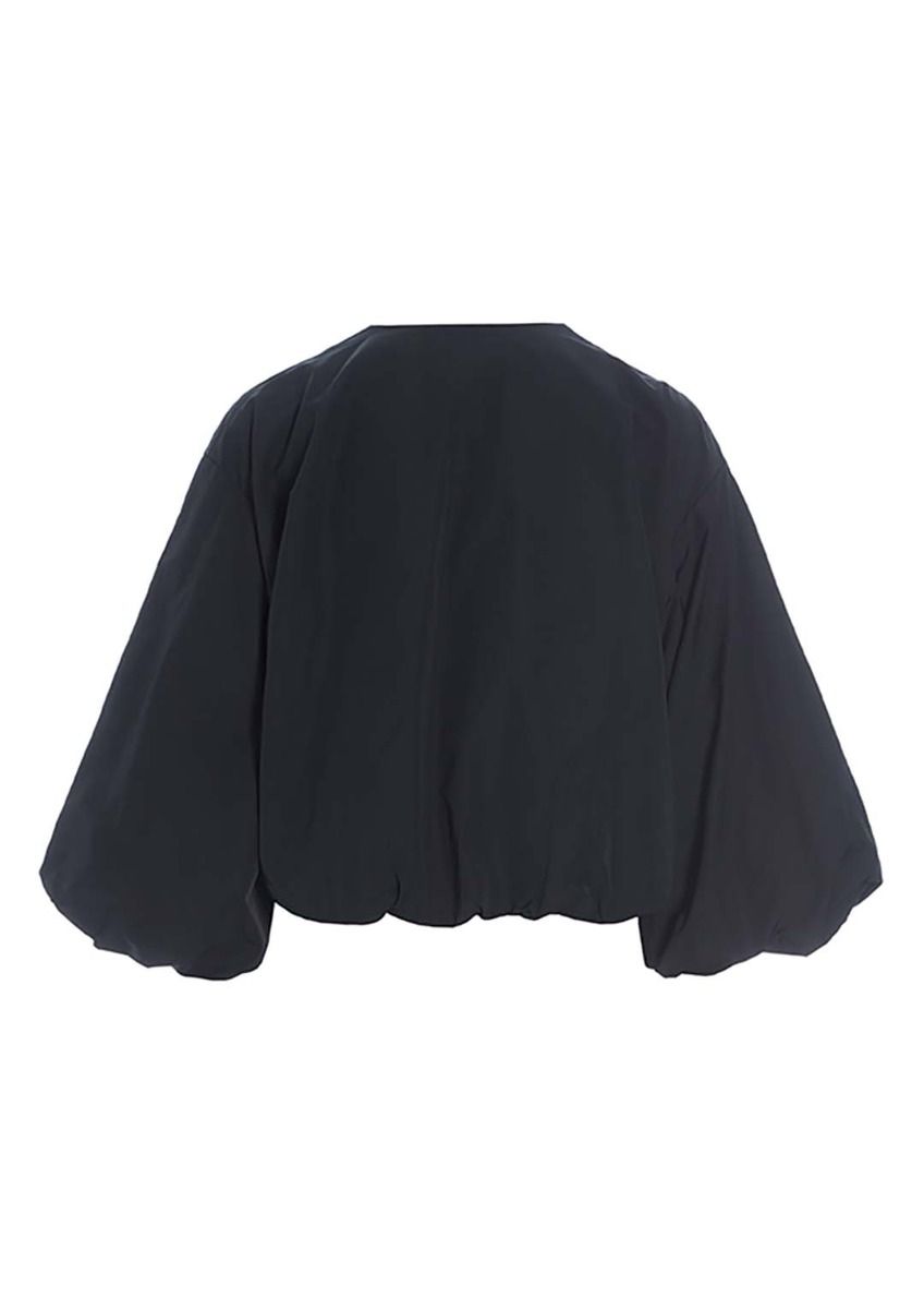 Poplin Short Boxy Jacket in Black