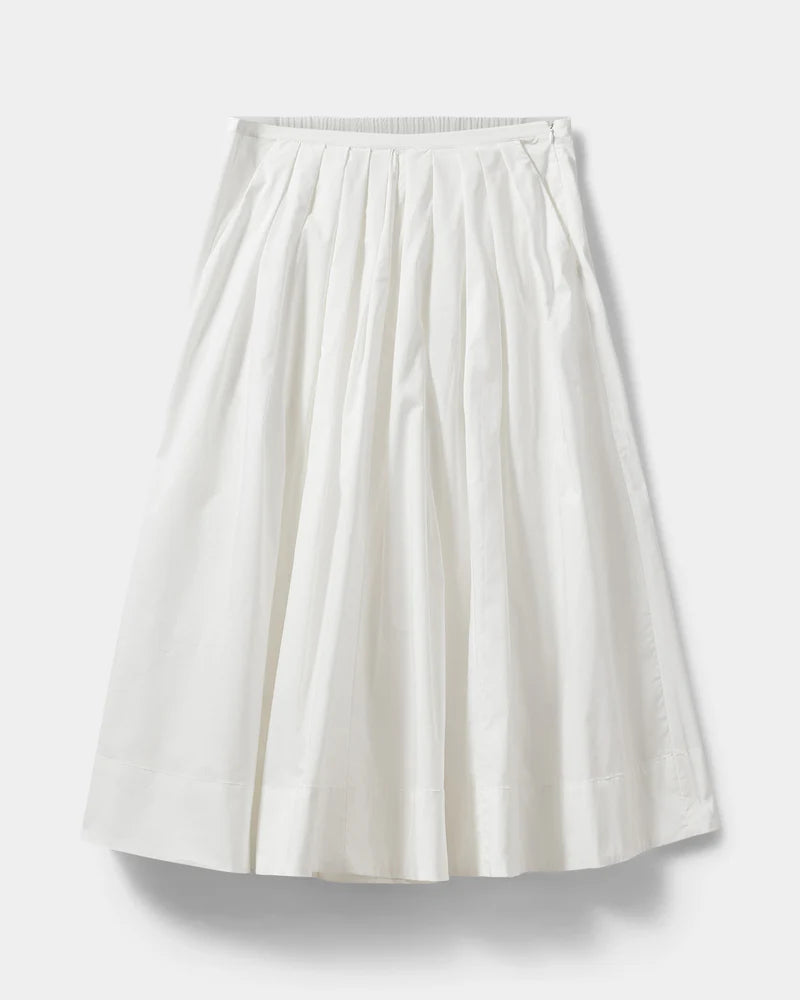 100% Cotton Kattia A-Line Flared Skirt in Bright White