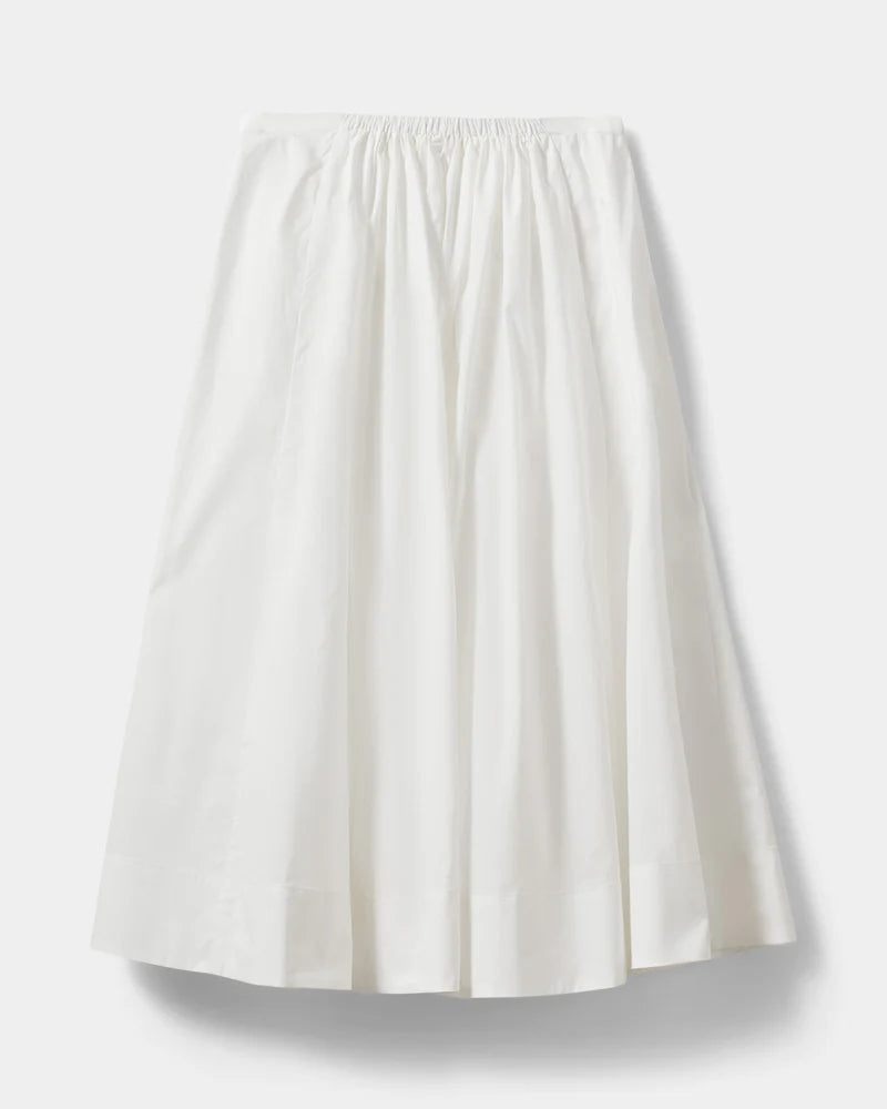 100% Cotton Kattia A-Line Flared Skirt in Bright White