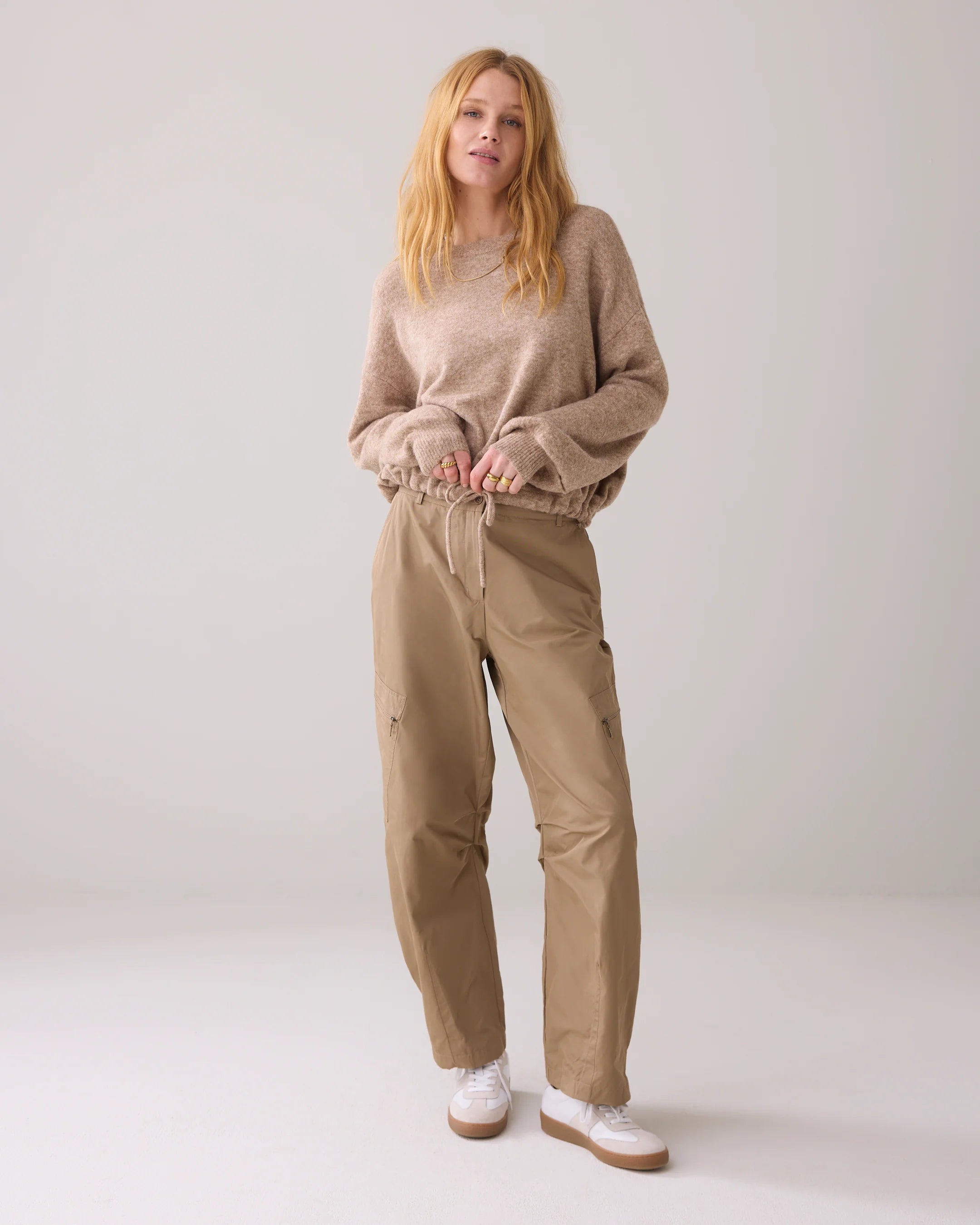 Oversized Wool Blend Jumper with Drawstring Hem