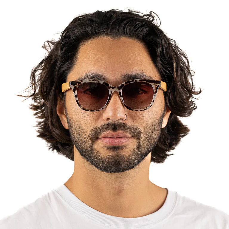 Lila Grace Ivory Tortoise Gradient Lens 1 Sunglasses with White Maple Arms