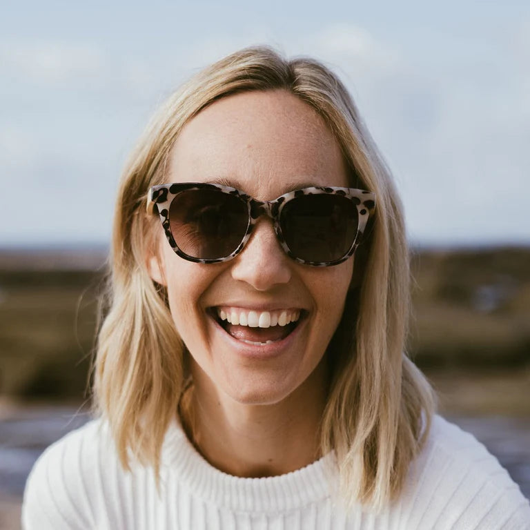 Lila Grace Ivory Tortoise Gradient Lens 1 Sunglasses with White Maple Arms