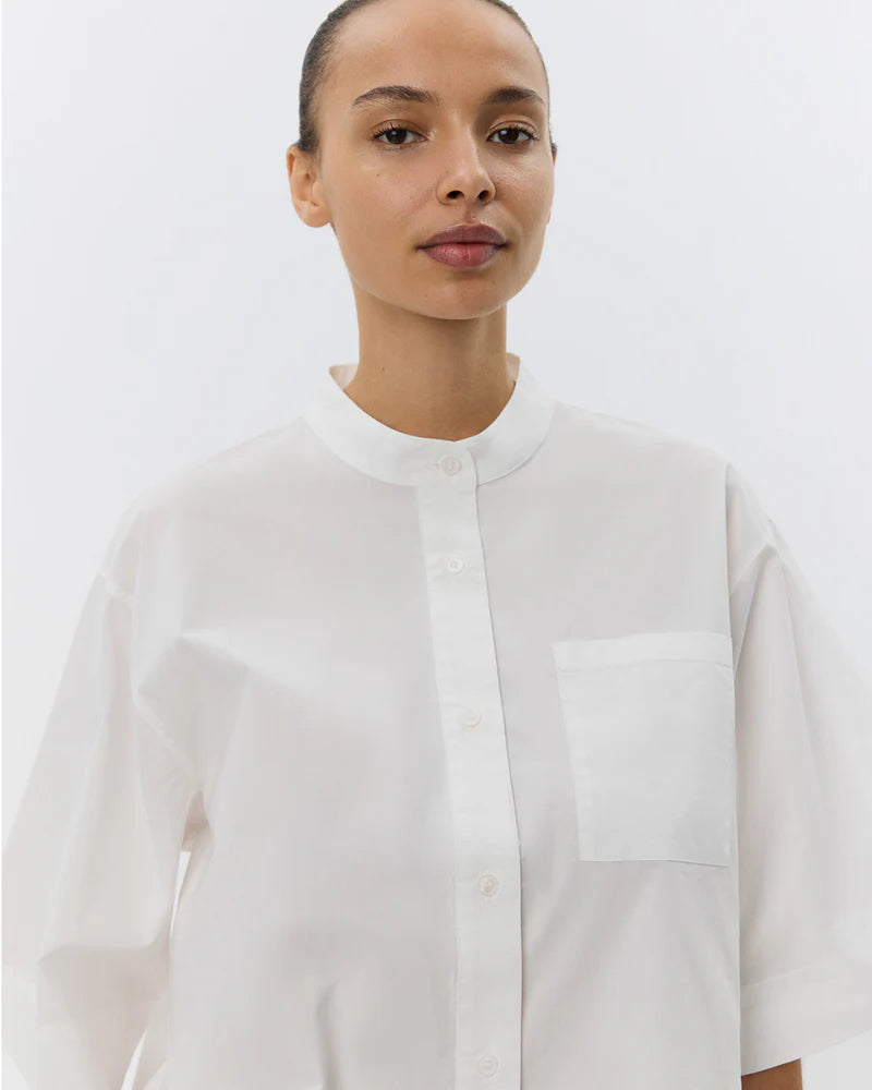 100% Cotton Lili Short Sleeved Shirt in Bright White