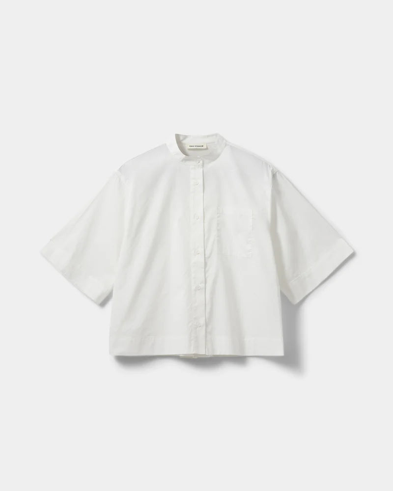 100% Cotton Lili Short Sleeved Shirt in Bright White