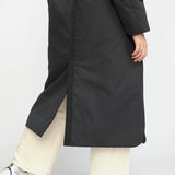 Long Padded Parka Coat in Charcoal Black