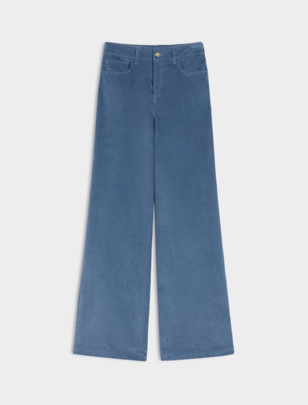 Magma Wide Legged Blue Needlecord Trousers