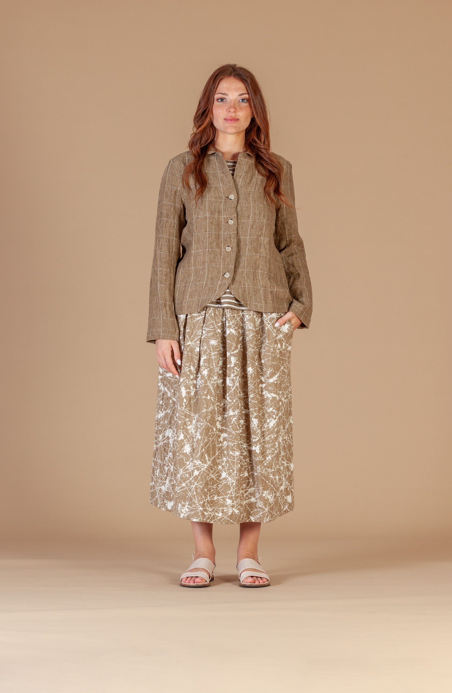 100% Linen Adel A/E Fitted Jacket  in Cumino Teuse