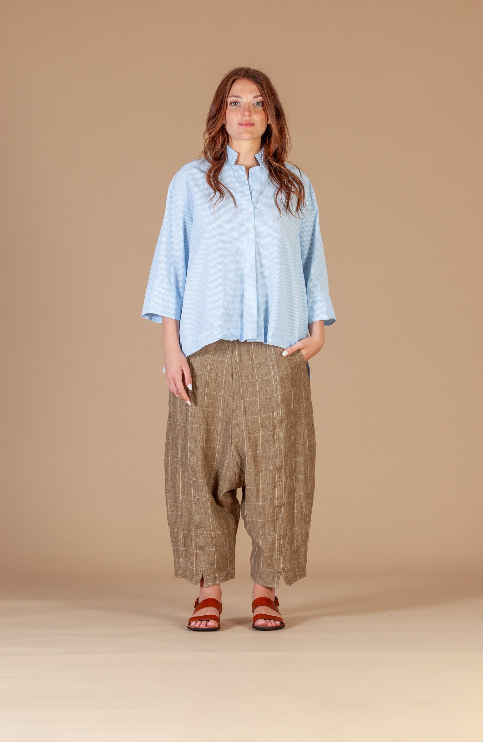 100% Cotton Ottobre C Shirt in Celeste Check