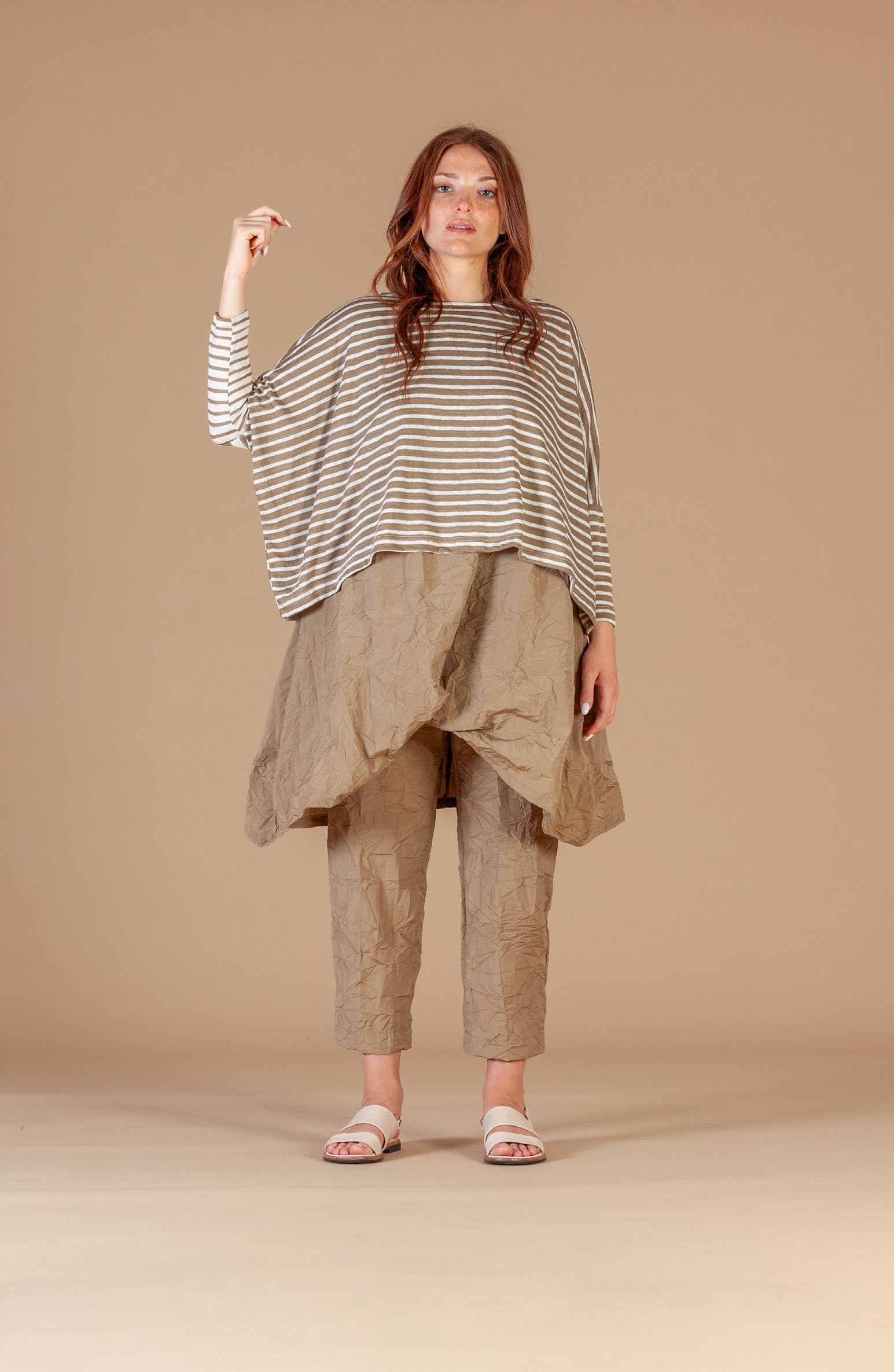 Linen and Cotton KI V3 Top in Cumin Stripe