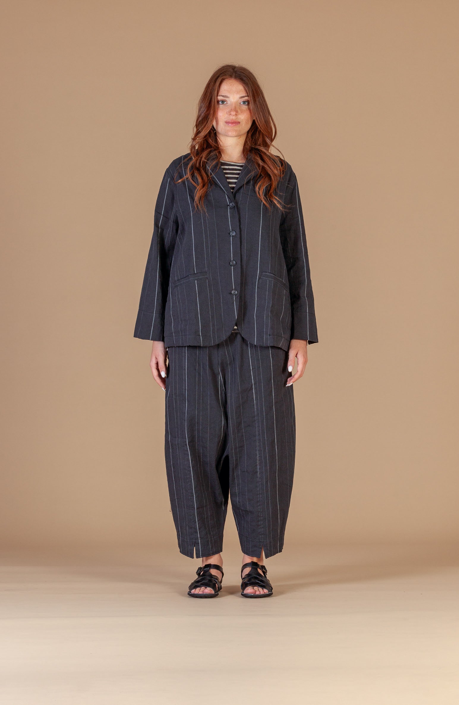 100% Linen Rima A/E Trousers in Anthracite Teuse