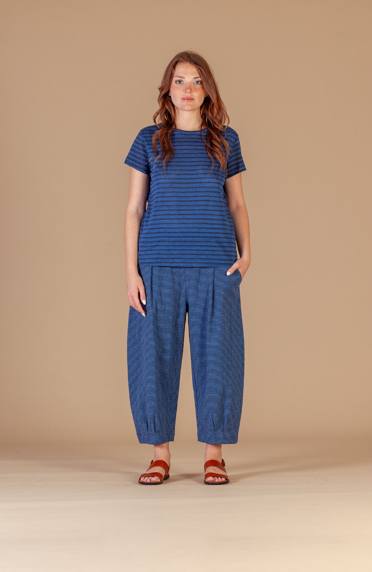 Linen and Cotton GIO 2 Top in Ttrig Blue