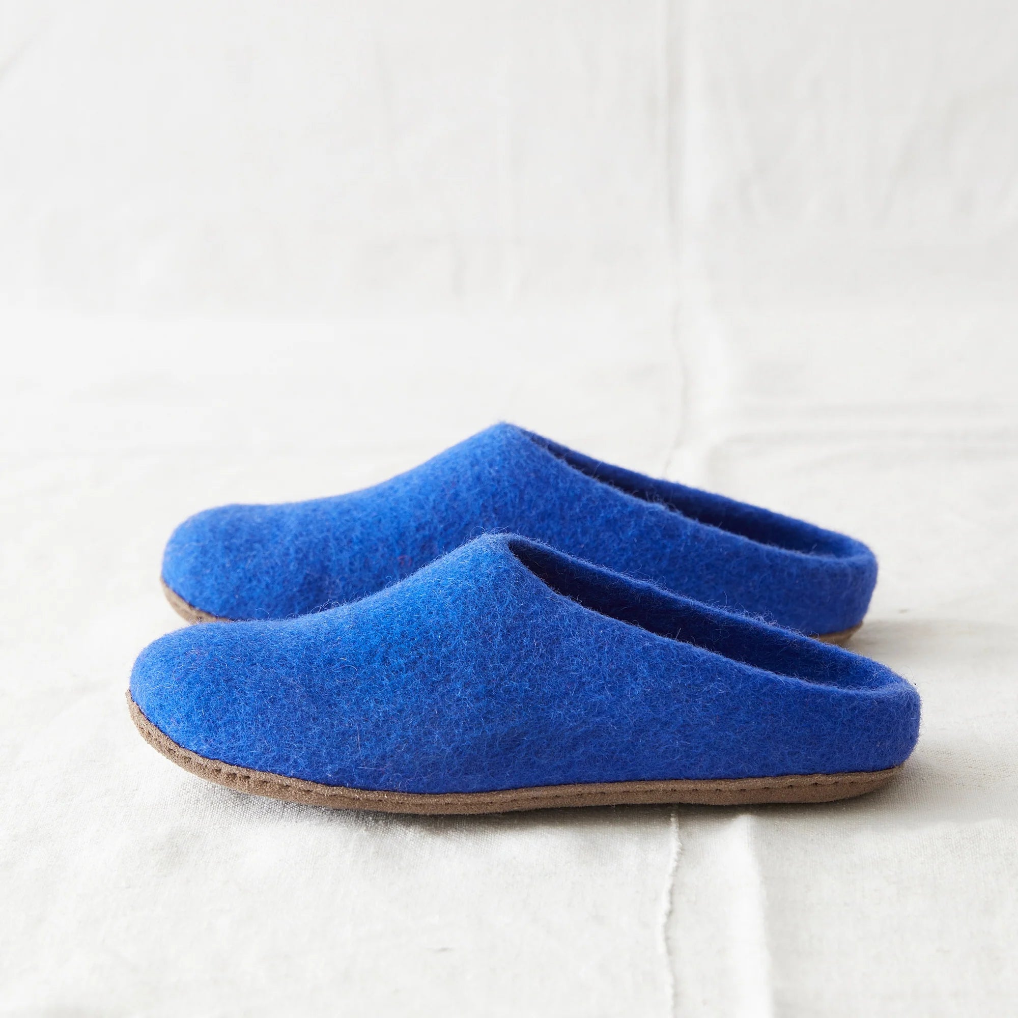 100% Wool Hand Felted Slippers in Moroccan Blue