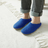 100% Wool Hand Felted Slippers in Moroccan Blue