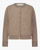 100% Merino Wool Cardigan in Brown Melange