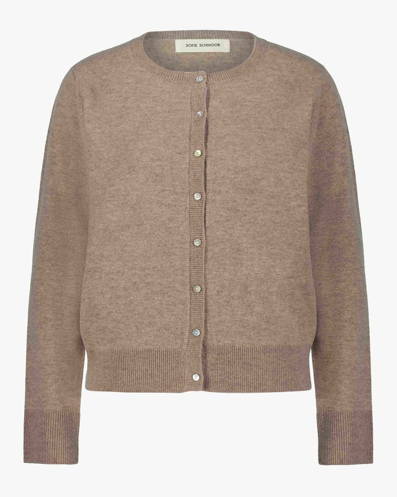 100% Merino Wool Cardigan in Brown Melange