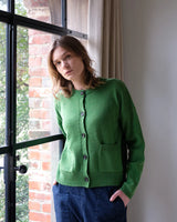 Mira Cropped Cardigan 100% Merino Wool in Watercress