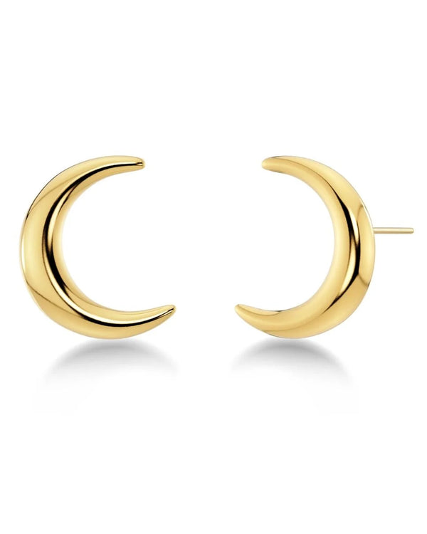 Large New Moon Studs in Stainless Steel with 14carat gold plating