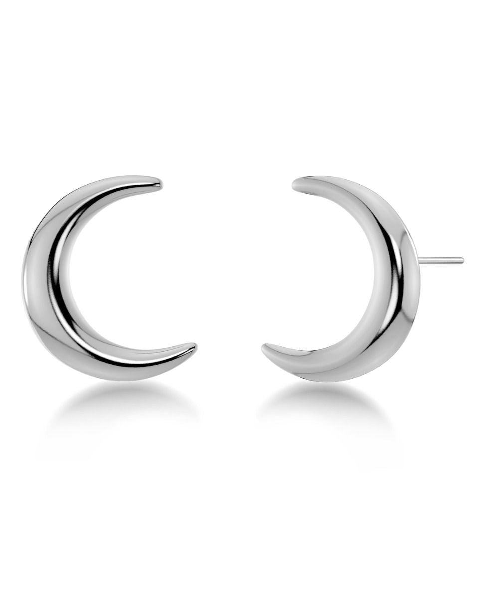 Large New Moon Studs in Stainless Steel