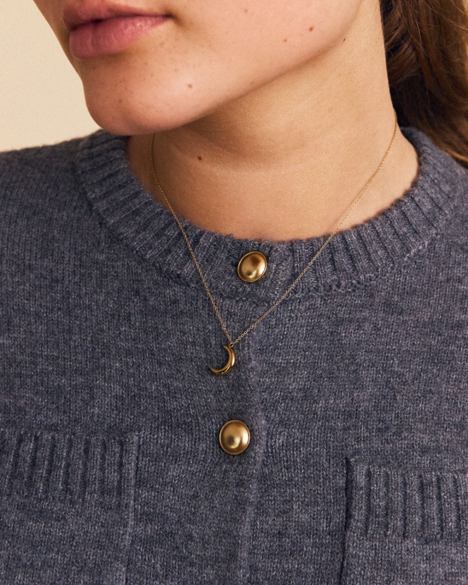 New Moon Necklace in 14k Gold Plating on Stainless Steel