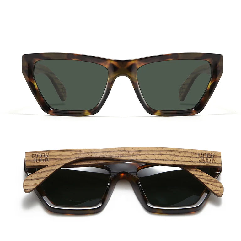 Nilaa Honey Tortoise Sunglasses with Walnut Arms and Graduated Brown Lens