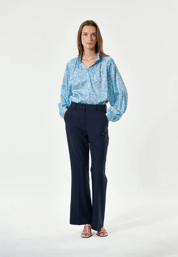 Stretch Silk Blouse in Crocus Ocean pattern