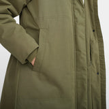 Long Padded Parka Coat in Olive Green