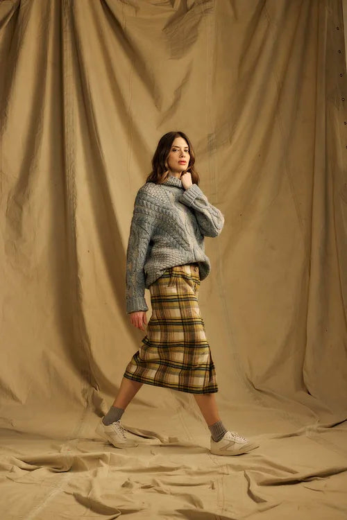 Phewa pencil skirt in mustard check