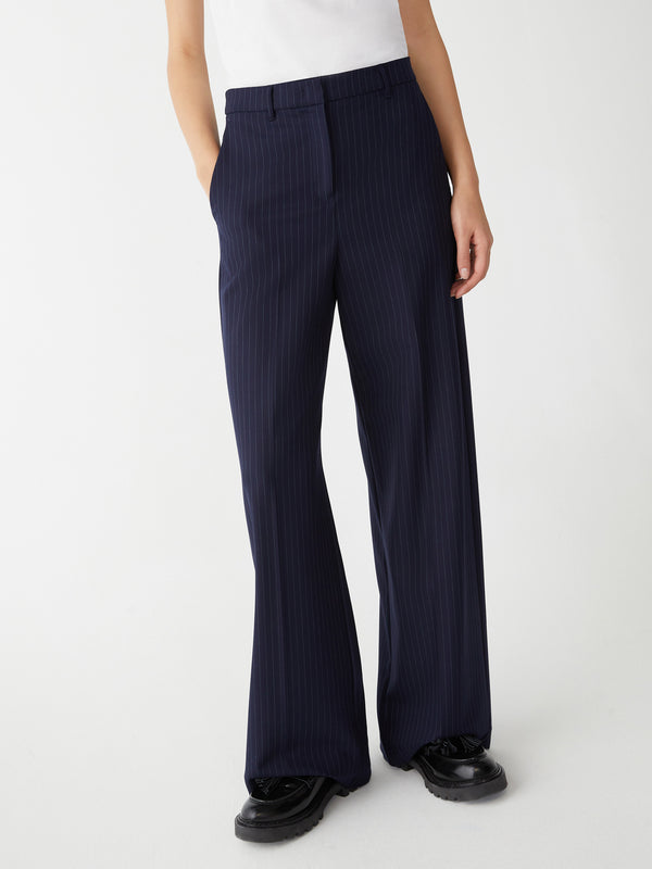 Ciocca Pinstripe Trousers in Midnight Blue