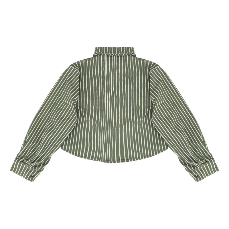 Piper Cropped Jacket in Striped Khaki