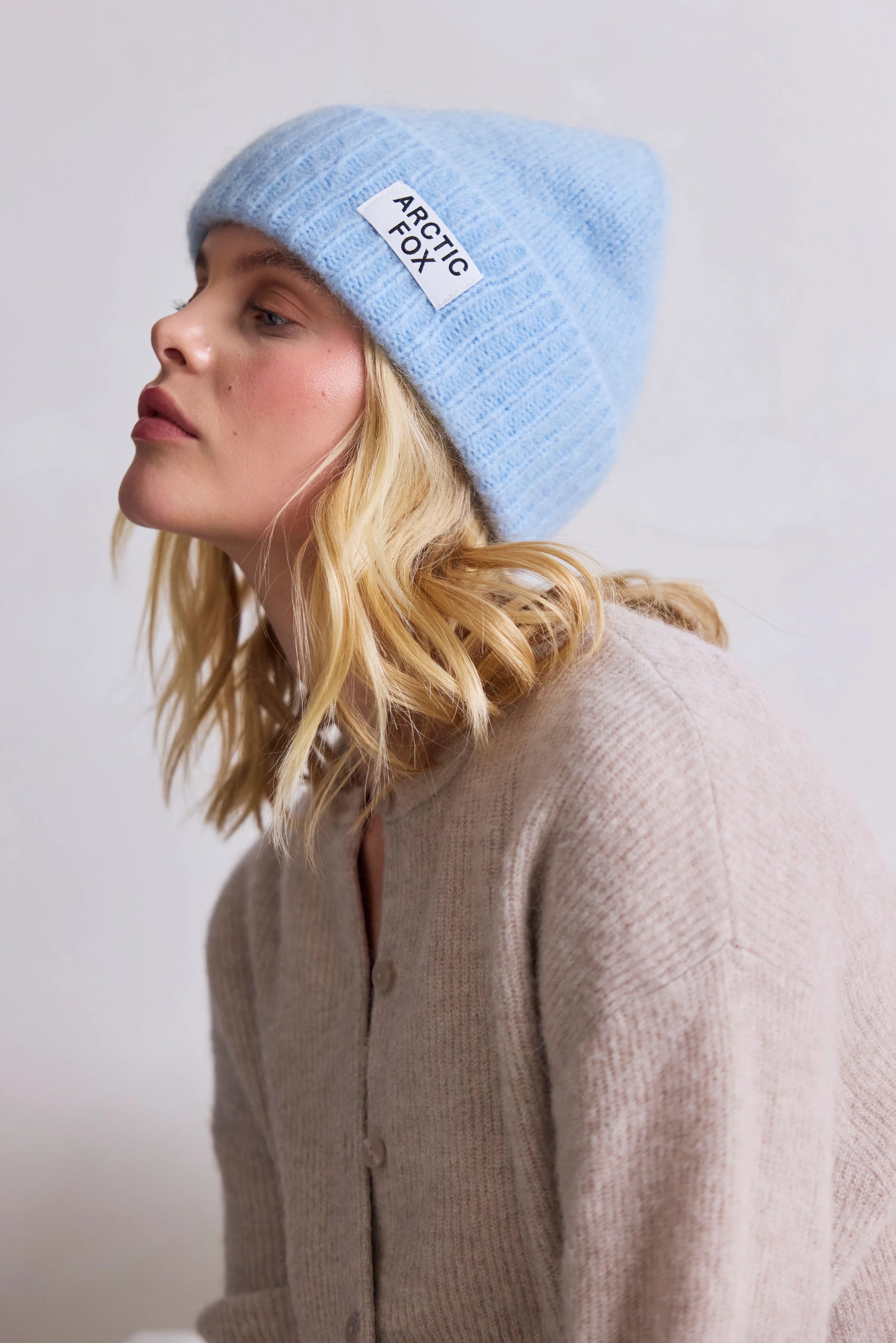 The Merino Wool Beanie in Powder Blue