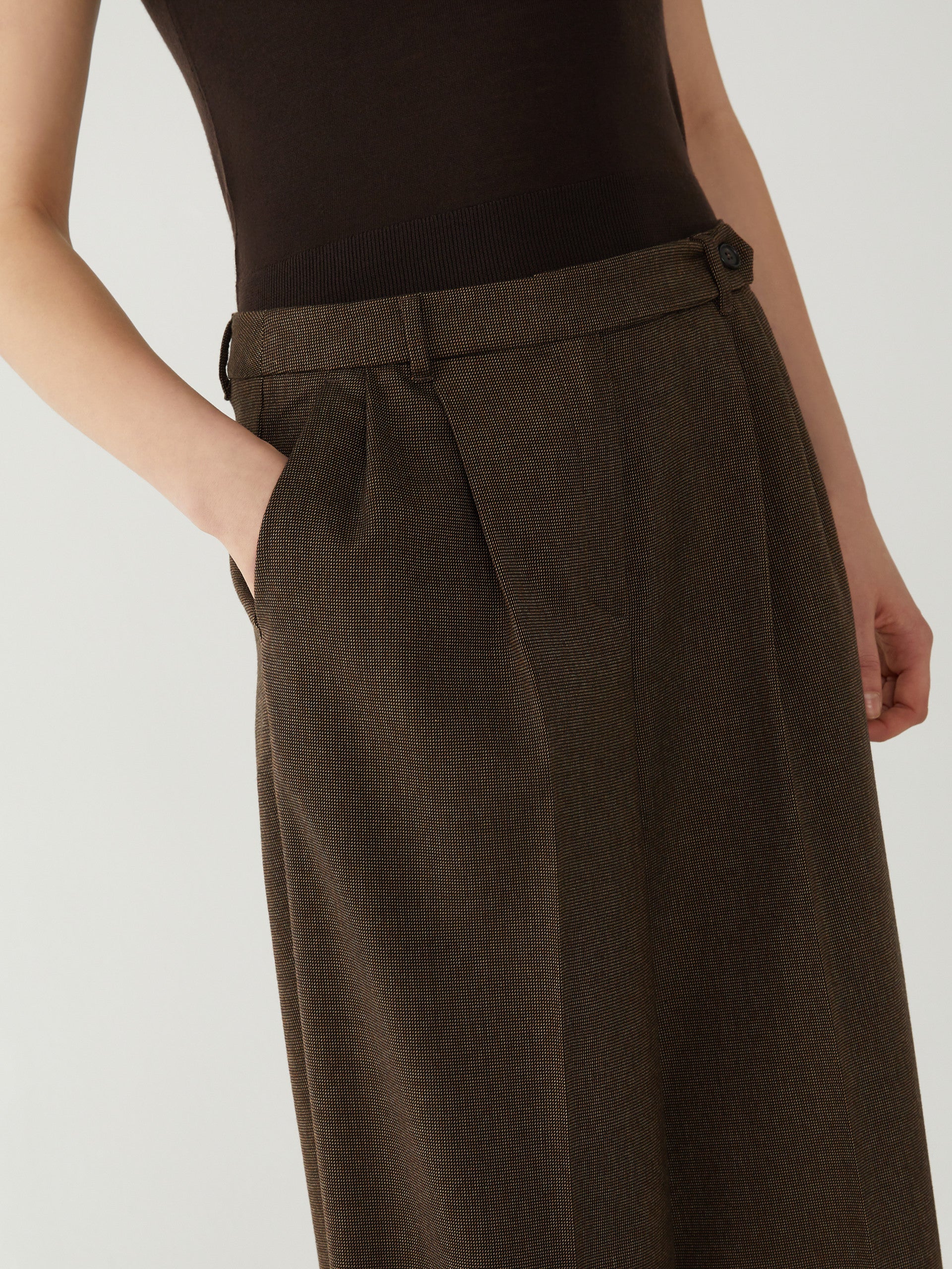 Rank Wide Leg Tailored Trousers in Chocolate Brown