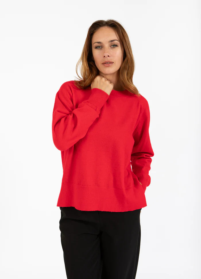 Knit with Round Neck in Scarlet Red