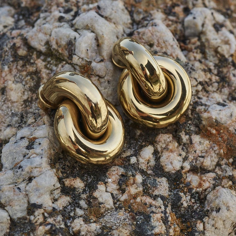 Redondo Large Studs in 14k Gold Plating  on Stainless Steel