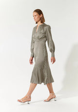 Silk Midi Dress in Terni Pattern