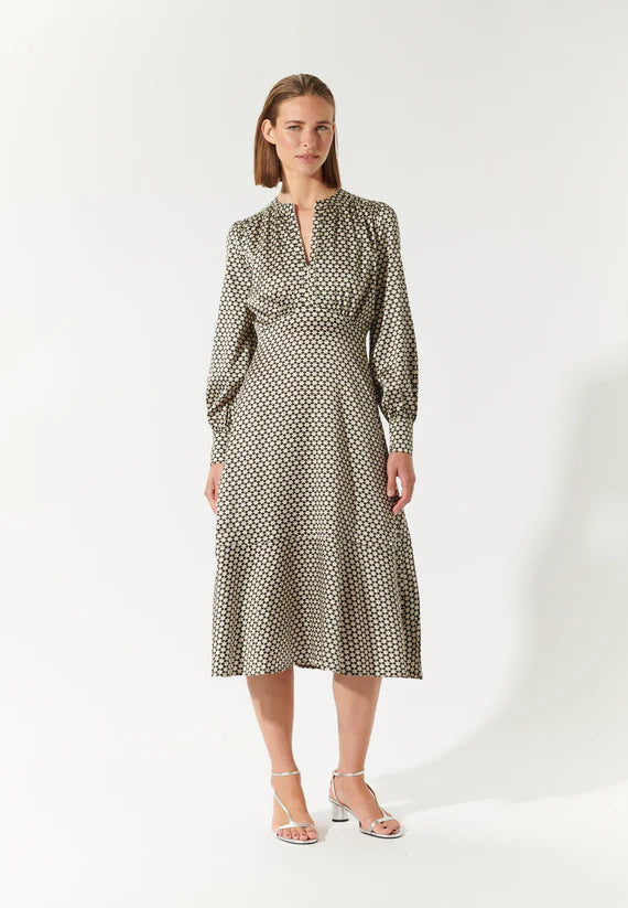 Silk Midi Dress in Terni Pattern