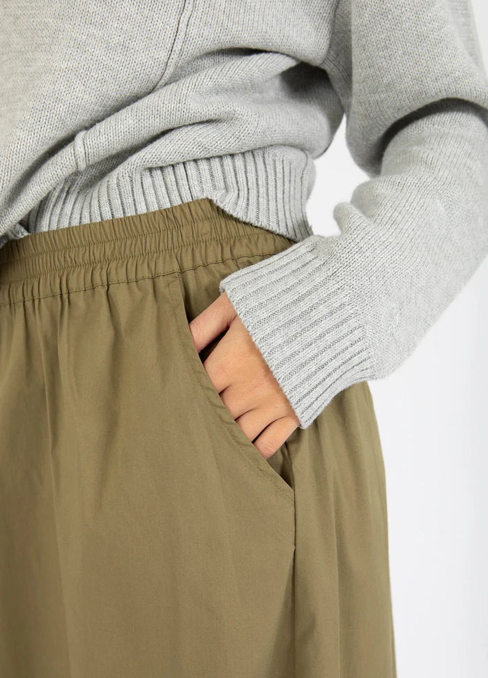 Cotton Mix Phoebe Skirt in Sand Olive