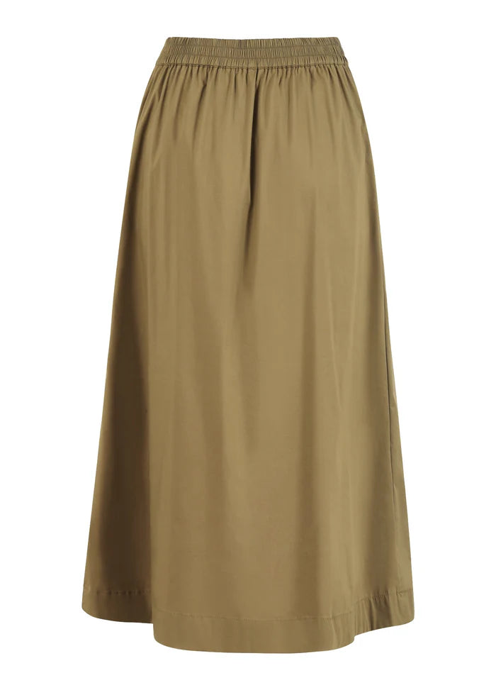 Cotton Mix Phoebe Skirt in Sand Olive