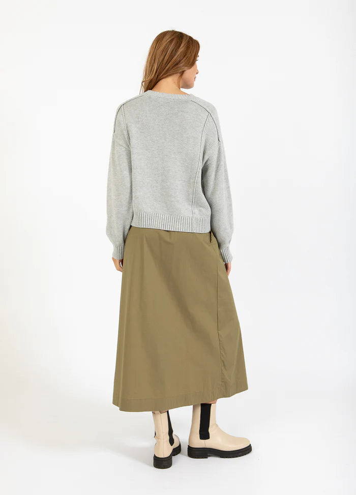 Cotton Mix Phoebe Skirt in Sand Olive