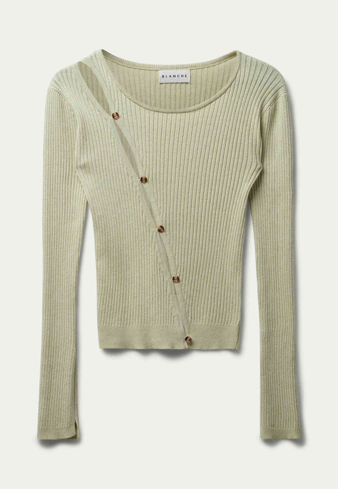 Seawool X-Over Button Jumper in Green Banana