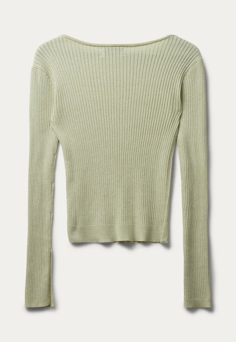 Seawool X-Over Button Jumper in Green Banana