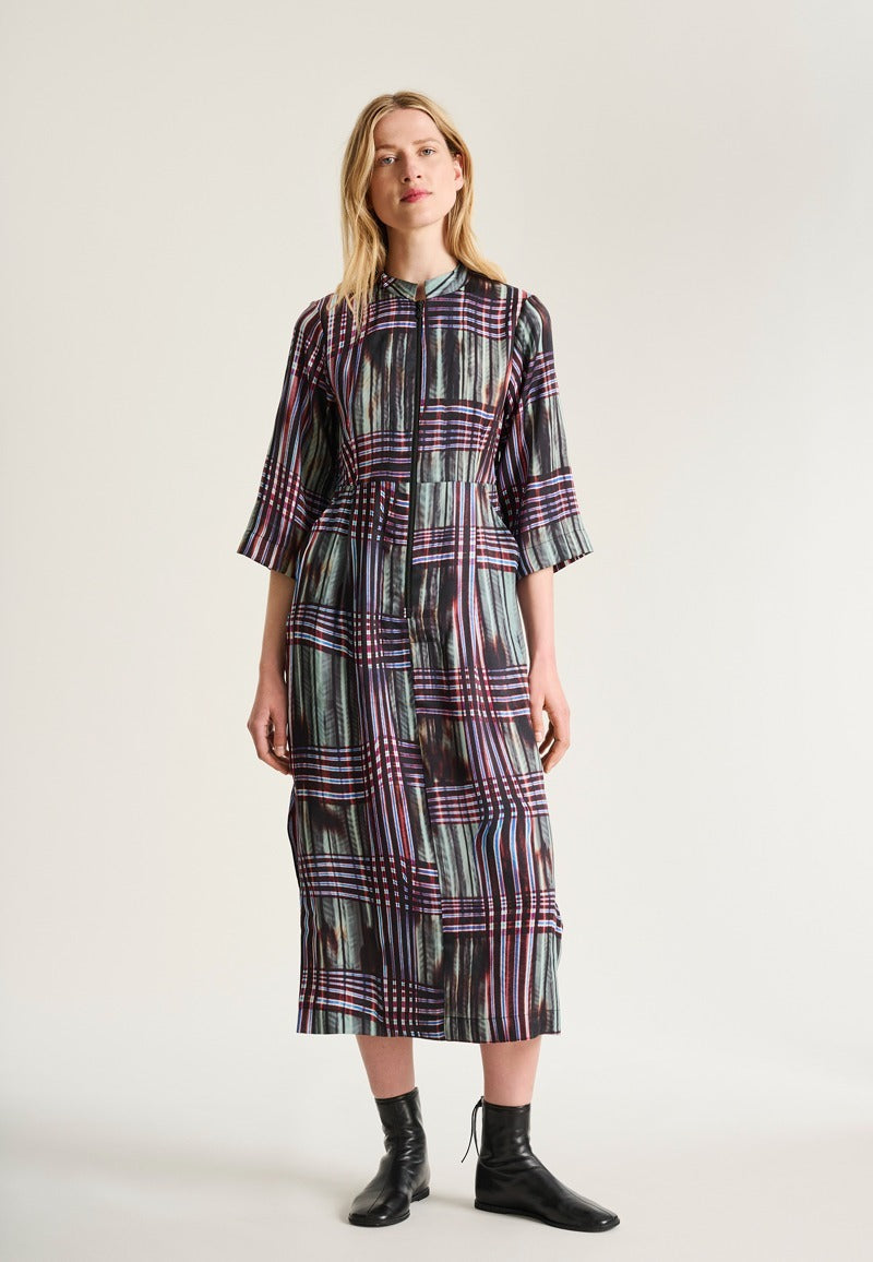 Shinobe Dress with Zipper in Seaside Check