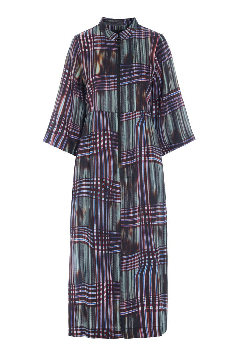 Shinobe Dress with Zipper in Seaside Check