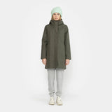 Cotton Padded Unisex Knee Length Parka Jacket in Olive Green