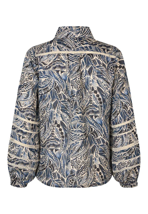 Sioma 100% Linen Blouse in Delamere Design