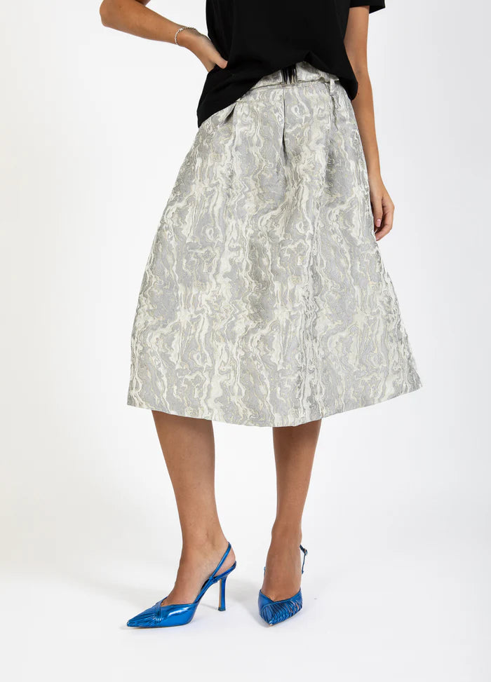 Jacquard Skirt in Silver Grey