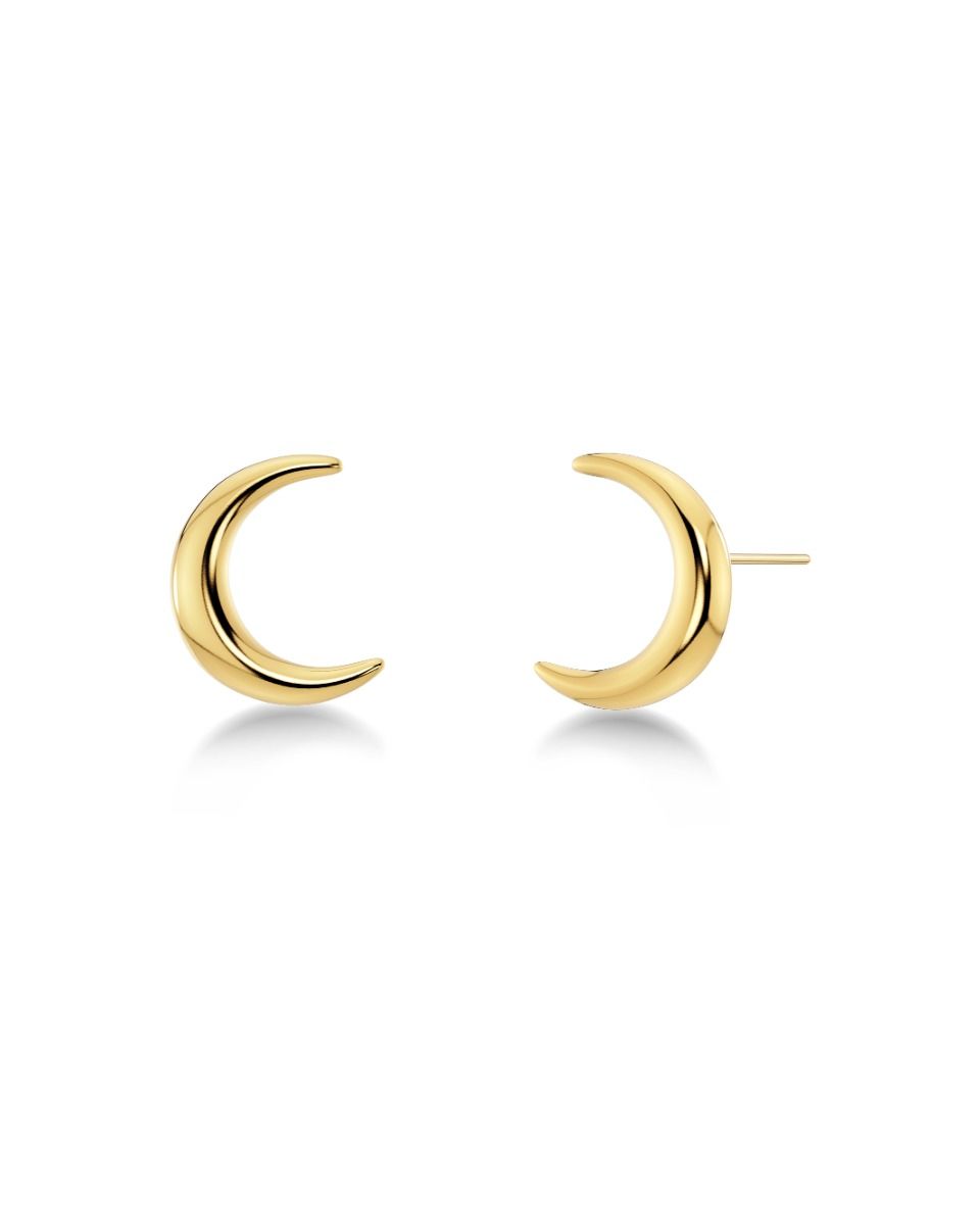 Small New Moon Studs in Stainless Steel with 14carat gold plating